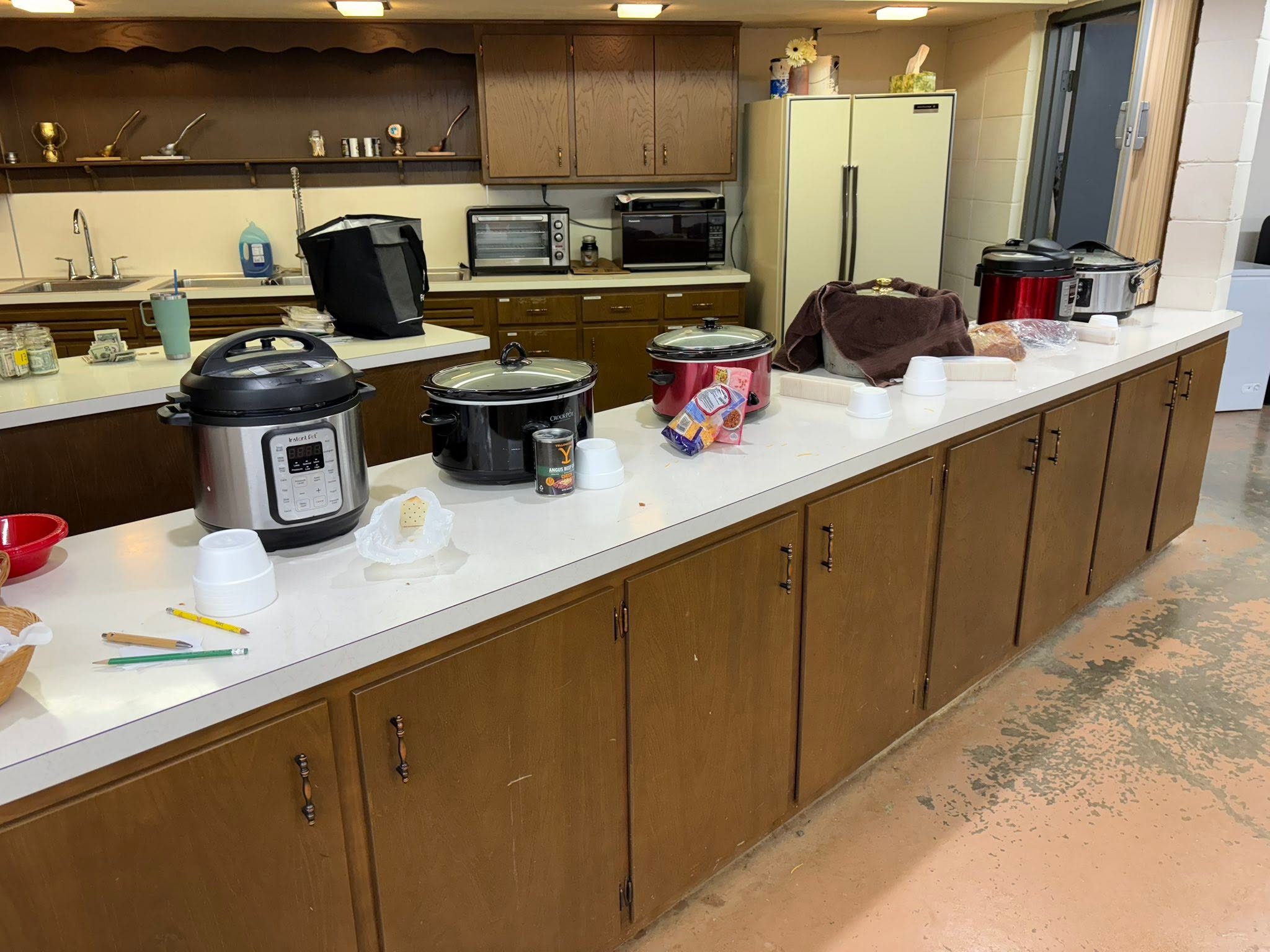 A fellowship meal prepared in the church kitchen